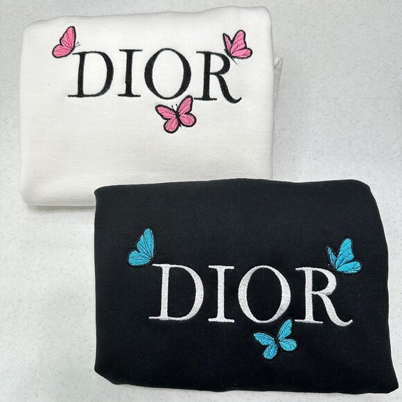 DIOR Butterfly Logo Embroidered ADULT Unisex Crewneck Sweatshirt - Picture 1 of 5
